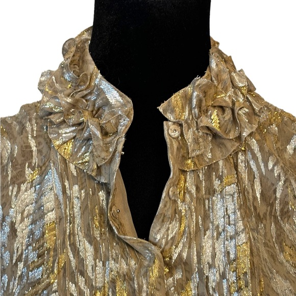 Elie Tahari Metallic Ruffle Top - Picture 7 of 15